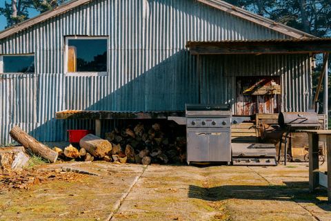 BBQ and smoker under the old farm shed